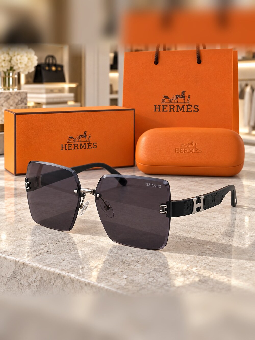 Hermes Rimless Silver H Sunglasses - Picture 2 of 6